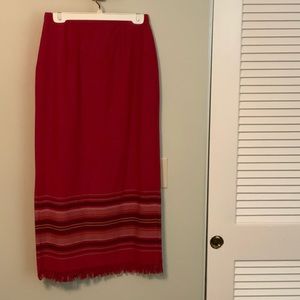 Rich deep red skirt, 36” long size 8